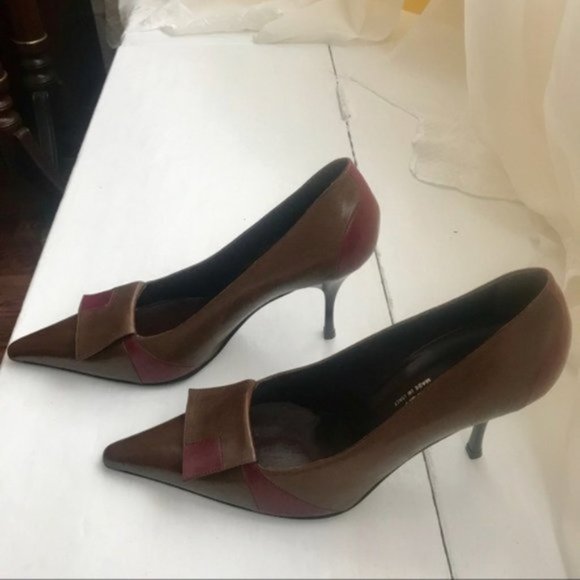 Gunmetal Brown color-block stiletto pumps NEW w/o box - Picture 9 of 12